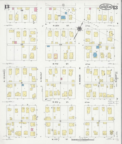 Sanborn Fire Insurance Map from Grand Island, Hall County, Nebraska (1924), Sheet #0013 - Complete Map Set gallery image, historic Sanborn map, vintage wall art, Nebraska Nebraska