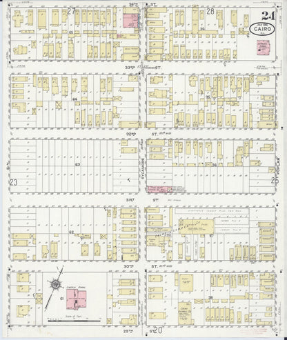 Sanborn Fire Insurance Map from Cairo, Alexander County, Illinois (1914), Sheet #0024 - Complete Map Set gallery image, historic Sanborn map, vintage wall art, Illinois Illinois