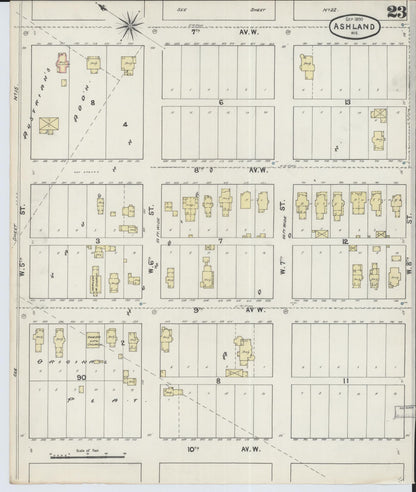 Sanborn Fire Insurance Map from Ashland, Ashland County, Wisconsin (1890), Sheet #0023 - Historic Sanborn Fire Insurance Map Print, vintage old map wall art, antique decor, genealogy gift, Wisconsin Wisconsin map