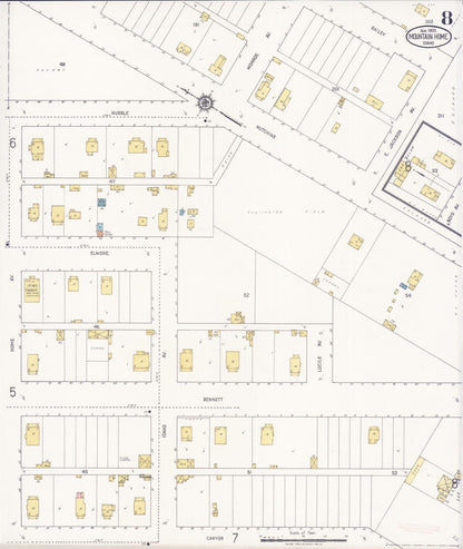 Sanborn Fire Insurance Map from Mountain Home, Elmore County, Idaho (1920), Sheet #0008 - Complete Map Set gallery image, historic Sanborn map, vintage wall art, Idaho Idaho