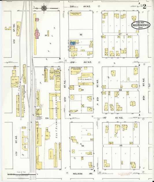 Sanborn Fire Insurance Map from Independence, Buchanan County, Iowa (1920), Sheet #0002 - Historic Sanborn Fire Insurance Map Print, vintage old map wall art