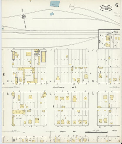 Sanborn Fire Insurance Map from Woodward, Woodward County, Oklahoma (1911), Sheet #0006 - Complete Map Set gallery image, historic Sanborn map, vintage wall art, Oklahoma Oklahoma