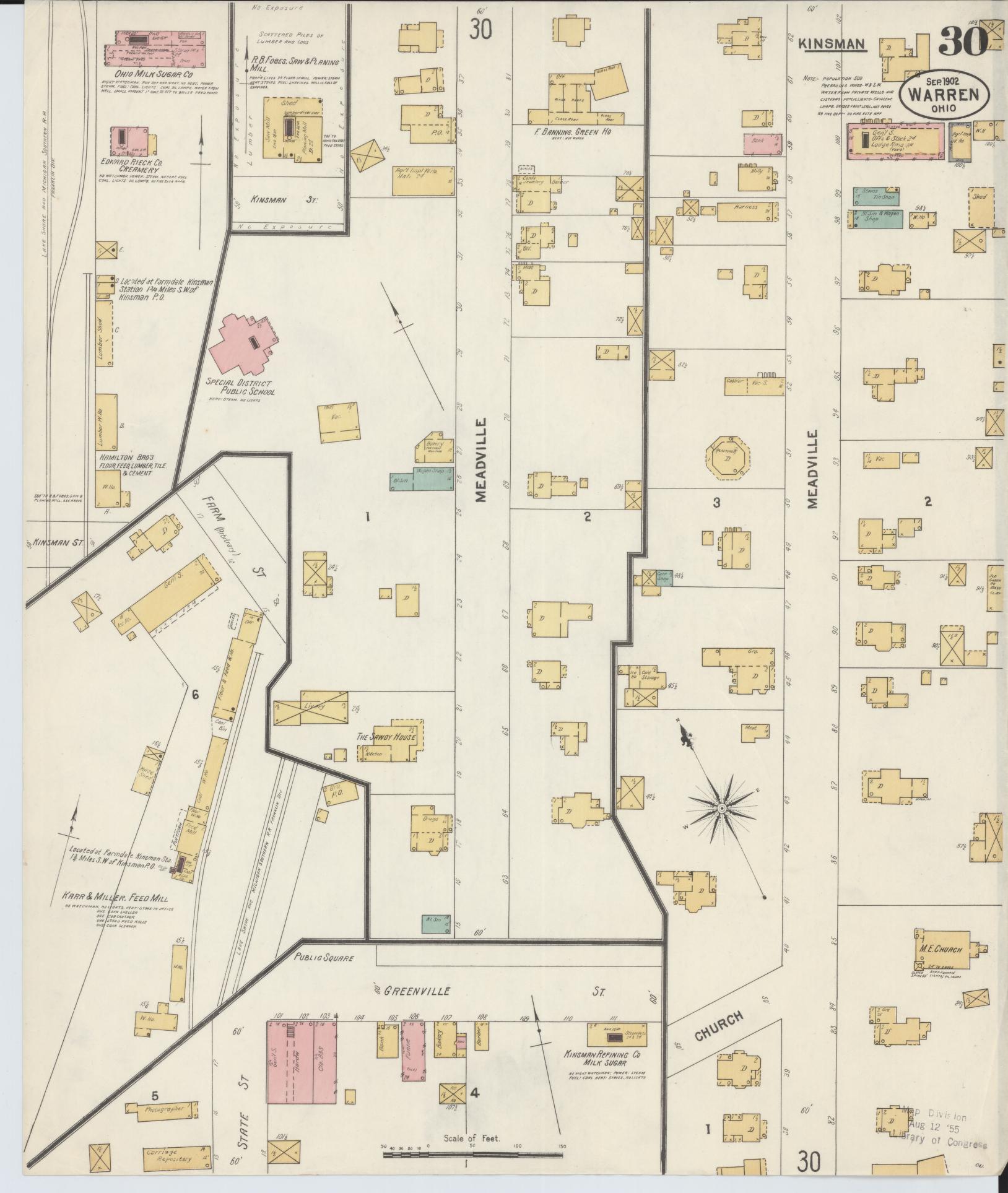 Sanborn Fire Insurance Map from Warren, Trumbull County, Ohio (1902), Sheet #0030 - Historic Sanborn Fire Insurance Map Print, vintage old map wall art, antique decor, genealogy gift, Ohio Ohio map