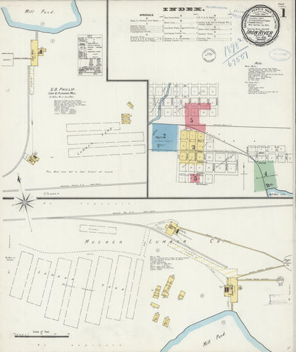 Sanborn Fire Insurance Map from Iron River, Bayfield County, Wisconsin (1898), Sheet #0001 - Complete Map Set gallery image, historic Sanborn map, vintage wall art, Wisconsin Wisconsin