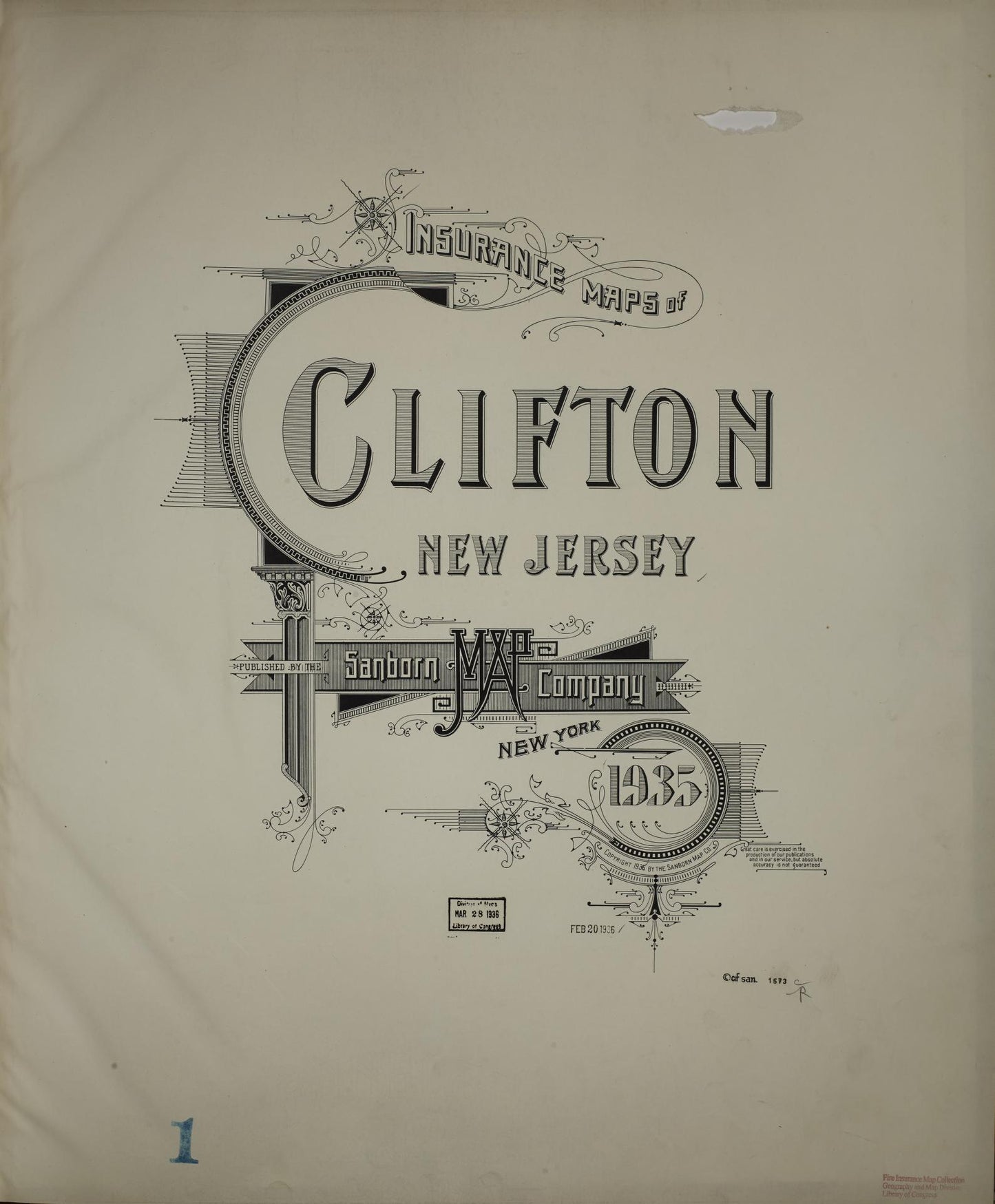 Sanborn Fire Insurance Map from Clifton, Passaic County, New Jersey. (1935) – Historic Sanborn Fire Insurance Map Print