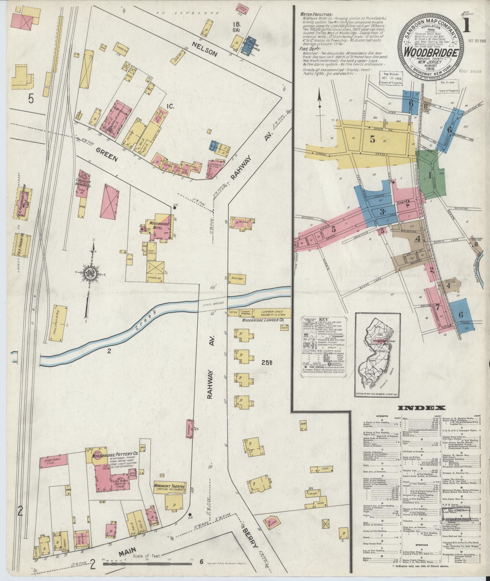 Sanborn Fire Insurance Map from Woodbridge, Middlesex County, New Jersey. (1916) – Historic Sanborn Fire Insurance Map Print