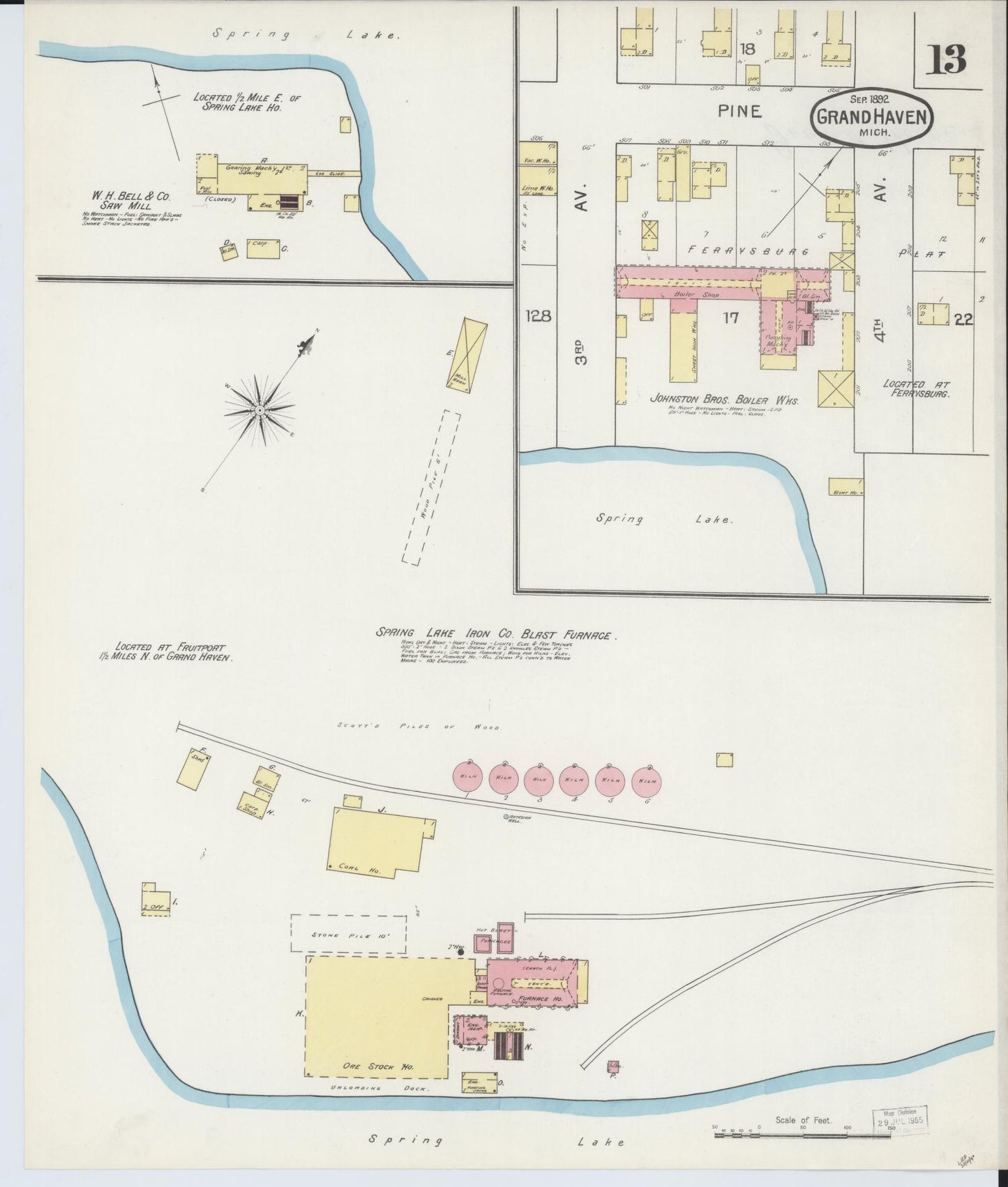 Sanborn Fire Insurance Map from Grand Haven, Ottawa County, Michigan (1892), Sheet #0013 - Complete Map Set gallery image, historic Sanborn map, vintage wall art, Michigan Michigan