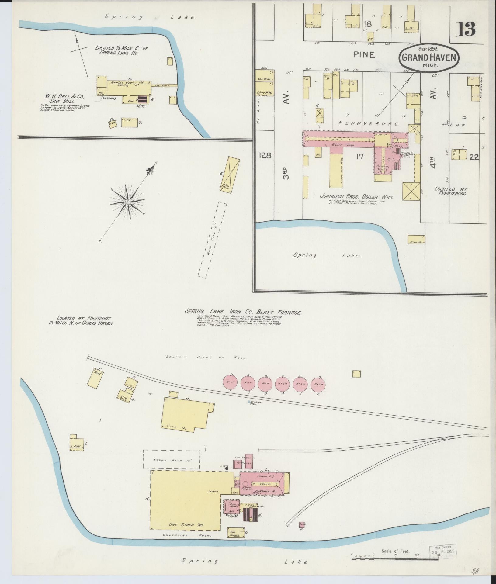 Sanborn Fire Insurance Map from Grand Haven, Ottawa County, Michigan (1892), Sheet #0013 - Complete Map Set gallery image, historic Sanborn map, vintage wall art, Michigan Michigan