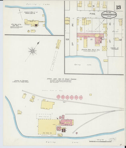 Sanborn Fire Insurance Map from Grand Haven, Ottawa County, Michigan (1892), Sheet #0013 - Complete Map Set gallery image, historic Sanborn map, vintage wall art, Michigan Michigan