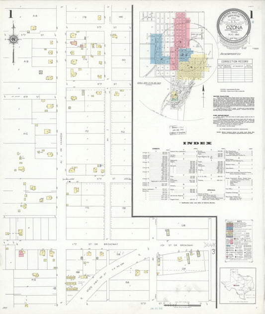 Sanborn Fire Insurance Map from Ozona, Crockett County, Texas (1941), Sheet #0001 - Complete Map Set gallery image, historic Sanborn map, vintage wall art, Texas Texas