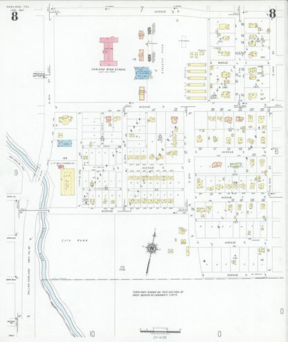 Sanborn Fire Insurance Map from Garland, Dallas County, Texas (1947), Sheet #0008 - Complete Map Set gallery image, historic Sanborn map, vintage wall art, Texas Texas
