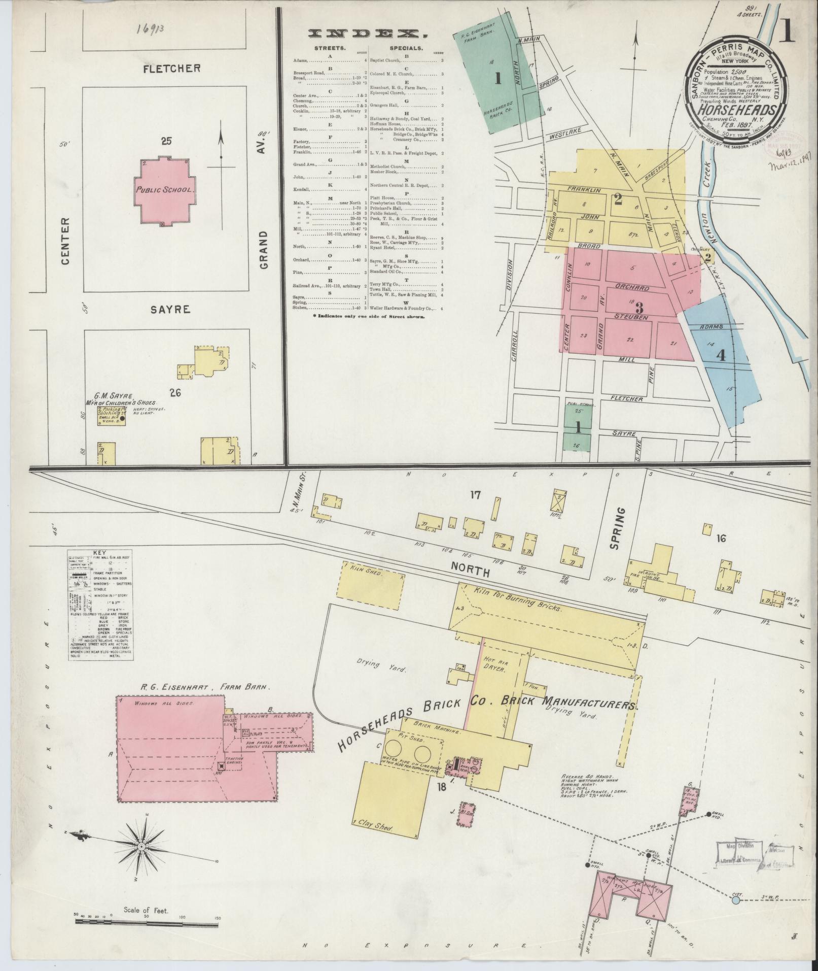 Sanborn Fire Insurance Map from Horseheads, Chemung County, New York. (1897) – Historic Sanborn Fire Insurance Map Print