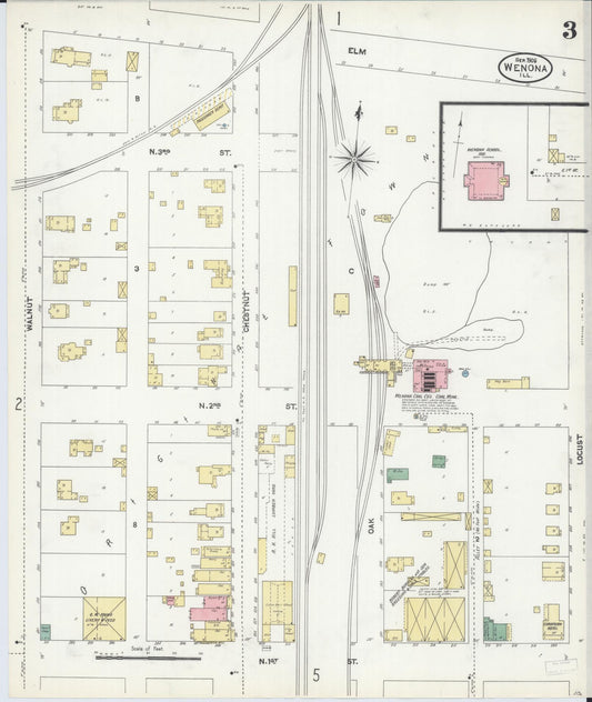 Sanborn Fire Insurance Map from Wenona, Marshall County, Illinois (1906), Sheet #0003 - Historic Sanborn Fire Insurance Map Print, vintage old map wall art, antique decor, genealogy gift, Illinois Illinois map