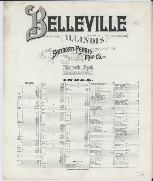 Sanborn Fire Insurance Map from Belleville, Saint Clair County, Illinois. (1894) – Map View