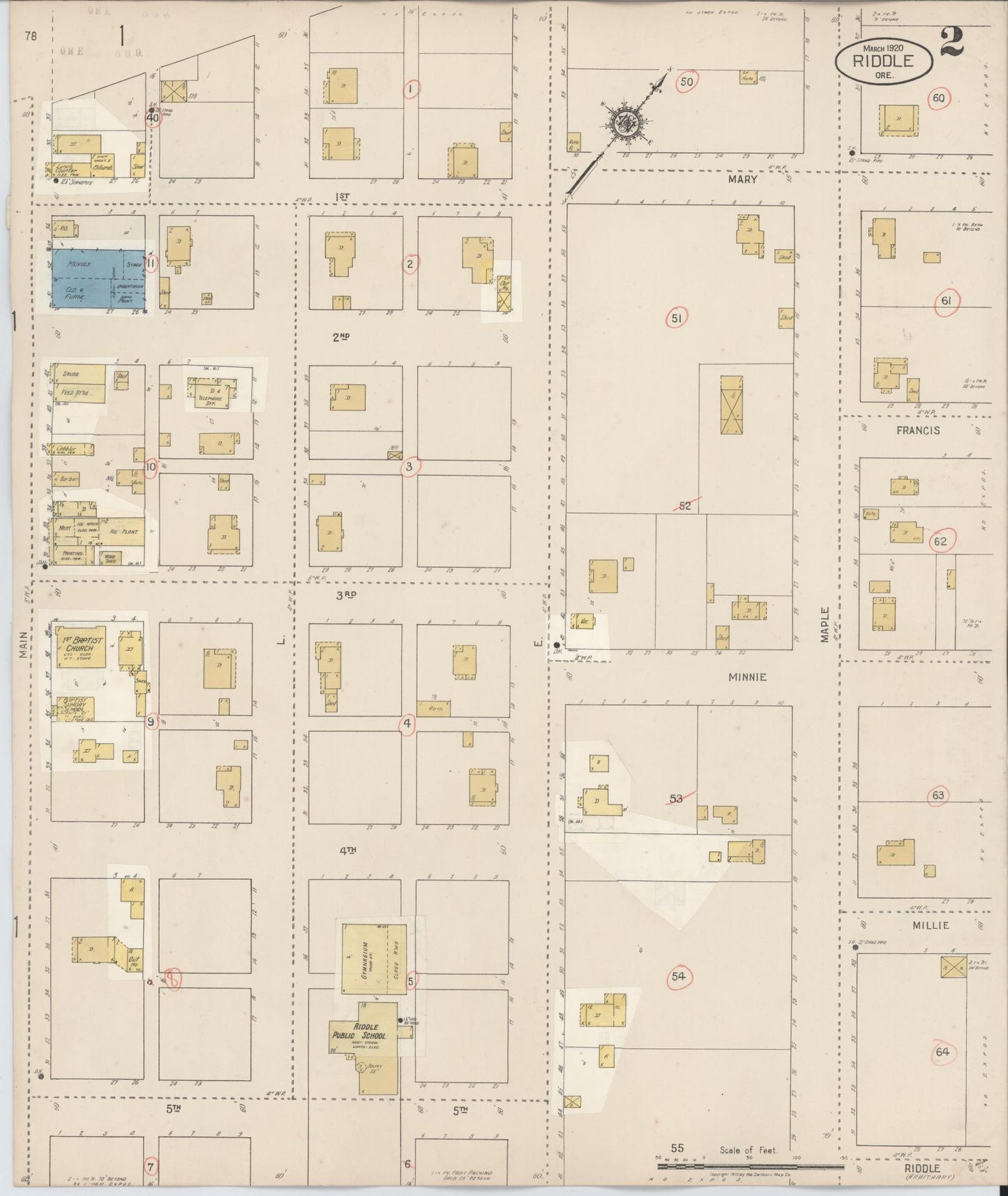 Sanborn Fire Insurance Map from Riddle, Douglas County, Oregon (1931), Sheet #0002 - Complete Map Set gallery image, historic Sanborn map, vintage wall art, Oregon Oregon