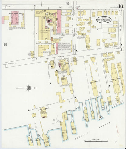 Sanborn Fire Insurance Map from South Norwalk, Fairfield County, Connecticut (1912), Sheet #0016 - Complete Map Set gallery image, historic Sanborn map, vintage wall art, Connecticut Connecticut