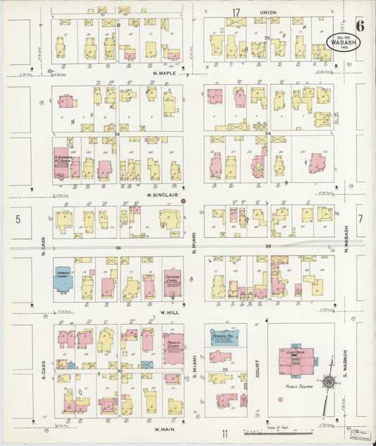 Sanborn Fire Insurance Map from Wabash, Wabash County, Indiana (1910), Sheet #0006 - Historic Sanborn Fire Insurance Map Print, vintage old map wall art, antique decor, genealogy gift, Indiana Indiana map
