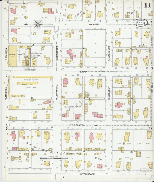 Sanborn Fire Insurance Map from Paris, Edgar County, Illinois (1900), Sheet #0011 - Historic Sanborn Fire Insurance Map Print, vintage old map wall art, antique decor, genealogy gift, Illinois Illinois map