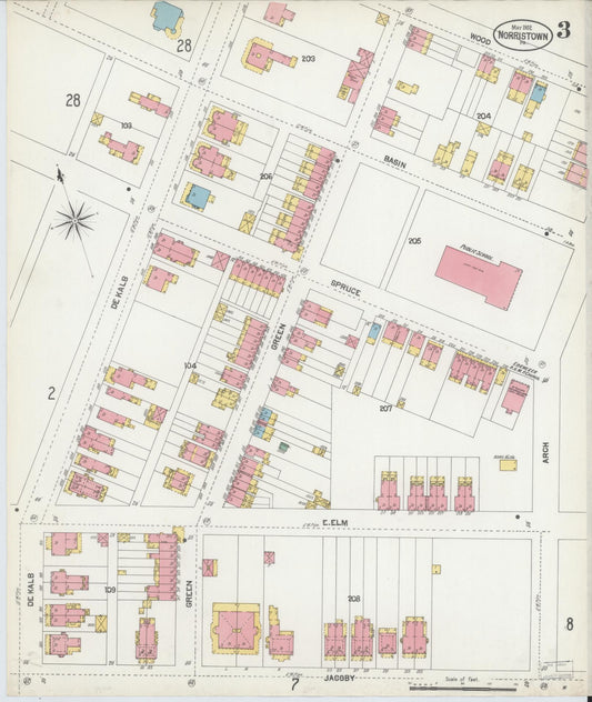 Sanborn Fire Insurance Map from Norristown, Montgomery County, Pennsylvania (1902), Sheet #0003 - Historic Sanborn Fire Insurance Map Print, vintage old map wall art, antique decor, genealogy gift, Pennsylvania Pennsylvania map