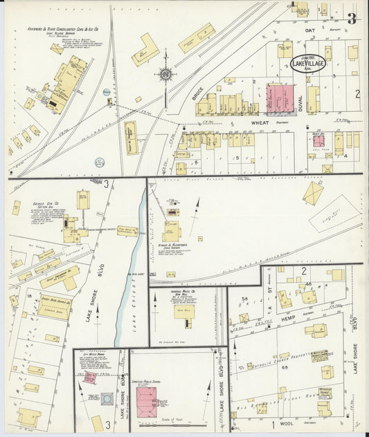 Sanborn Fire Insurance Map from Lake Village, Chicot County, Arkansas (1912), Sheet #0003 - Historic Sanborn Fire Insurance Map Print, vintage old map wall art, antique decor, genealogy gift, Arkansas Arkansas map
