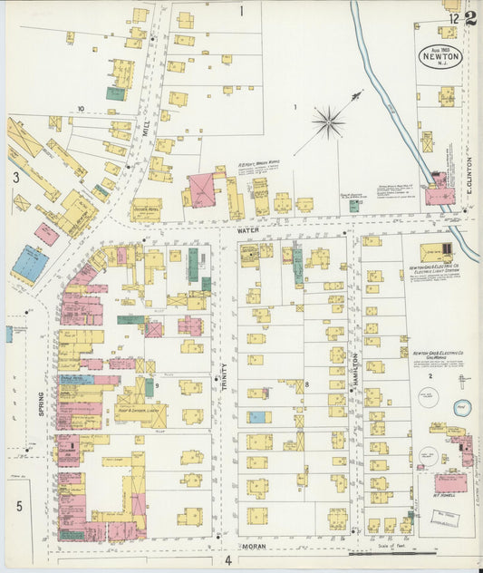 Sanborn Fire Insurance Map from Newton, Sussex County, New Jersey (1903), Sheet #0002 - Historic Sanborn Fire Insurance Map Print, vintage old map wall art, antique decor, genealogy gift, New Jersey New Jersey map