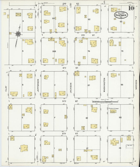 Sanborn Fire Insurance Map from Kaufman, Kaufman County, Texas (1920), Sheet #0010 - Historic Sanborn Fire Insurance Map Print, vintage old map wall art, antique decor, genealogy gift, Texas Texas map