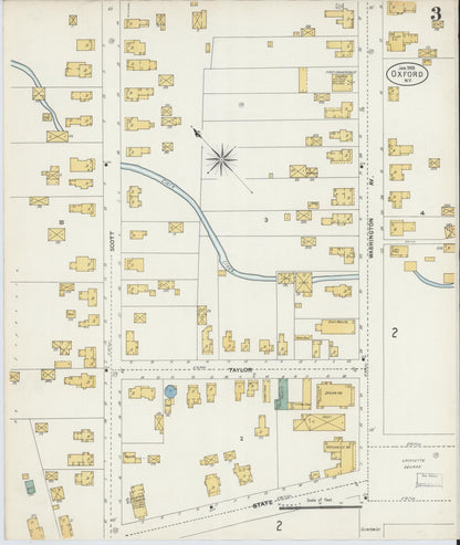 Sanborn Fire Insurance Map from Oxford, Chenango County, New York (1903), Sheet #0003 - Complete Map Set gallery image, historic Sanborn map, vintage wall art, New York New York