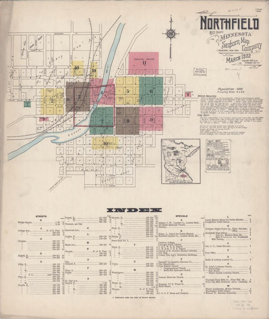 Sanborn Fire Insurance Map from Northfield, Rice County, Minnesota. (1922) – Map View