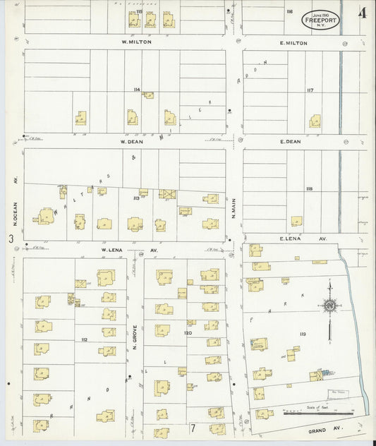 Sanborn Fire Insurance Map from Freeport, Nassau County, New York (1910), Sheet #0004 - Historic Sanborn Fire Insurance Map Print, vintage old map wall art, antique decor, genealogy gift, New York New York map