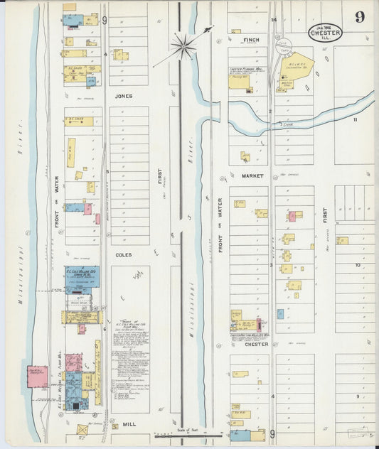 Sanborn Fire Insurance Map from Chester, Randolph County, Illinois (1906), Sheet #0009 - Historic Sanborn Fire Insurance Map Print, vintage old map wall art, antique decor, genealogy gift, Illinois Illinois map