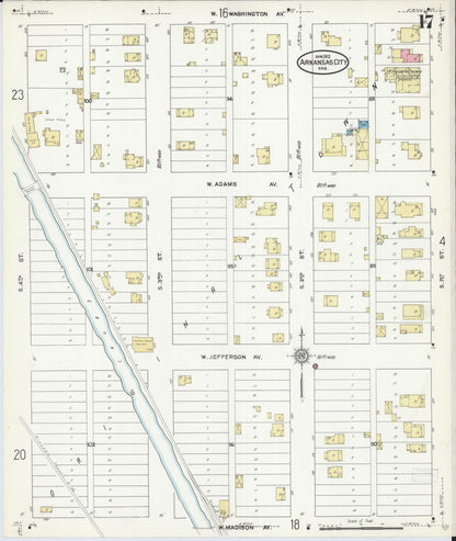 Sanborn Fire Insurance Map from Arkansas City, Cowley County, Kansas (1912), Sheet #0017 - Complete Map Set gallery image, historic Sanborn map, vintage wall art, Arkansas Arkansas