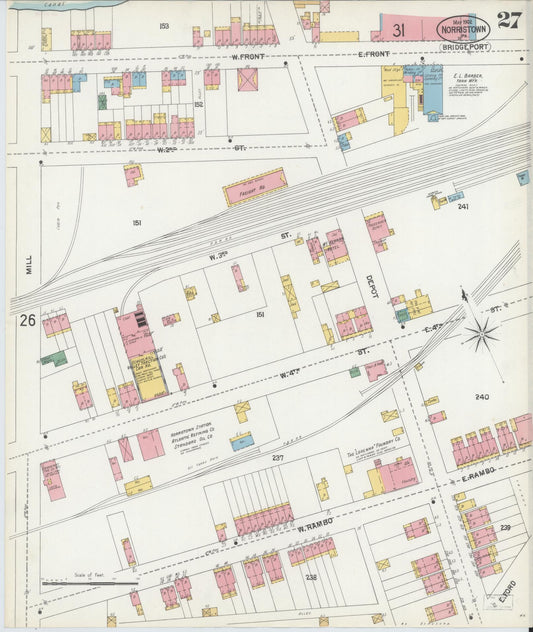 Sanborn Fire Insurance Map from Norristown, Montgomery County, Pennsylvania (1902), Sheet #0027 - Historic Sanborn Fire Insurance Map Print, vintage old map wall art, antique decor, genealogy gift, Pennsylvania Pennsylvania map
