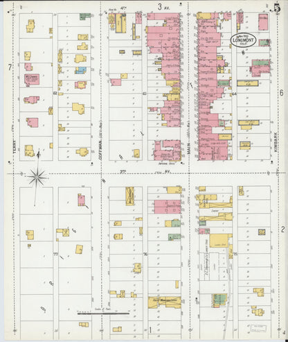 Sanborn Fire Insurance Map from Longmont, Boulder County, Colorado (1900), Sheet #0005 - Complete Map Set gallery image, historic Sanborn map, vintage wall art, Colorado Colorado