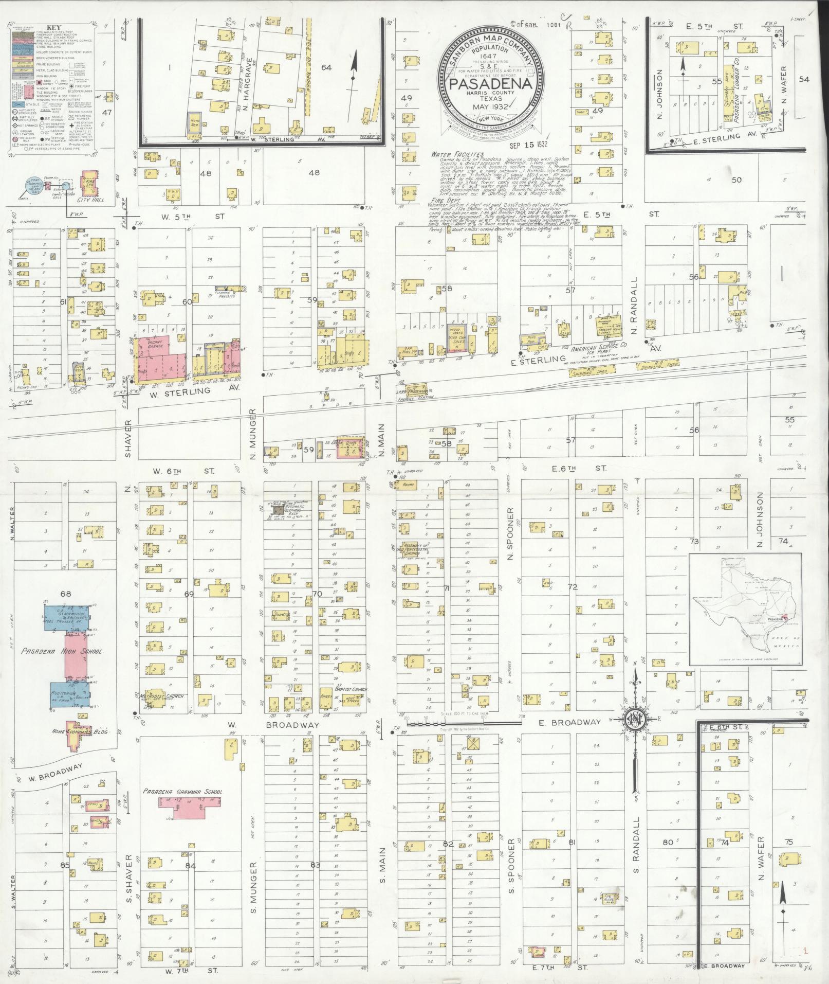 Sanborn Fire Insurance Map from Pasadena, Harris County, Texas. (1932) – Historic Sanborn Fire Insurance Map Print