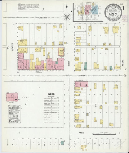 Sanborn Fire Insurance Map from Geneva, Fillmore County, Nebraska (1902), Sheet #0001 - Complete Map Set gallery image, historic Sanborn map, vintage wall art, Nebraska Nebraska