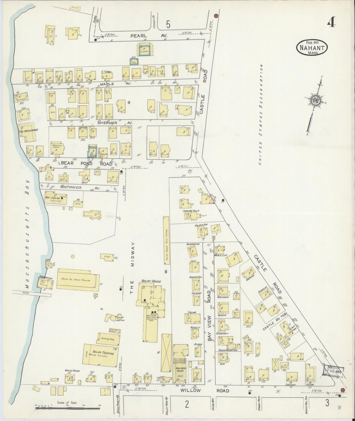 Sanborn Fire Insurance Map from Nahant, Essex County, Massachusetts (1914), Sheet #0004 - Historic Sanborn Fire Insurance Map Print, vintage old map wall art, antique decor, genealogy gift, Massachusetts Massachusetts map