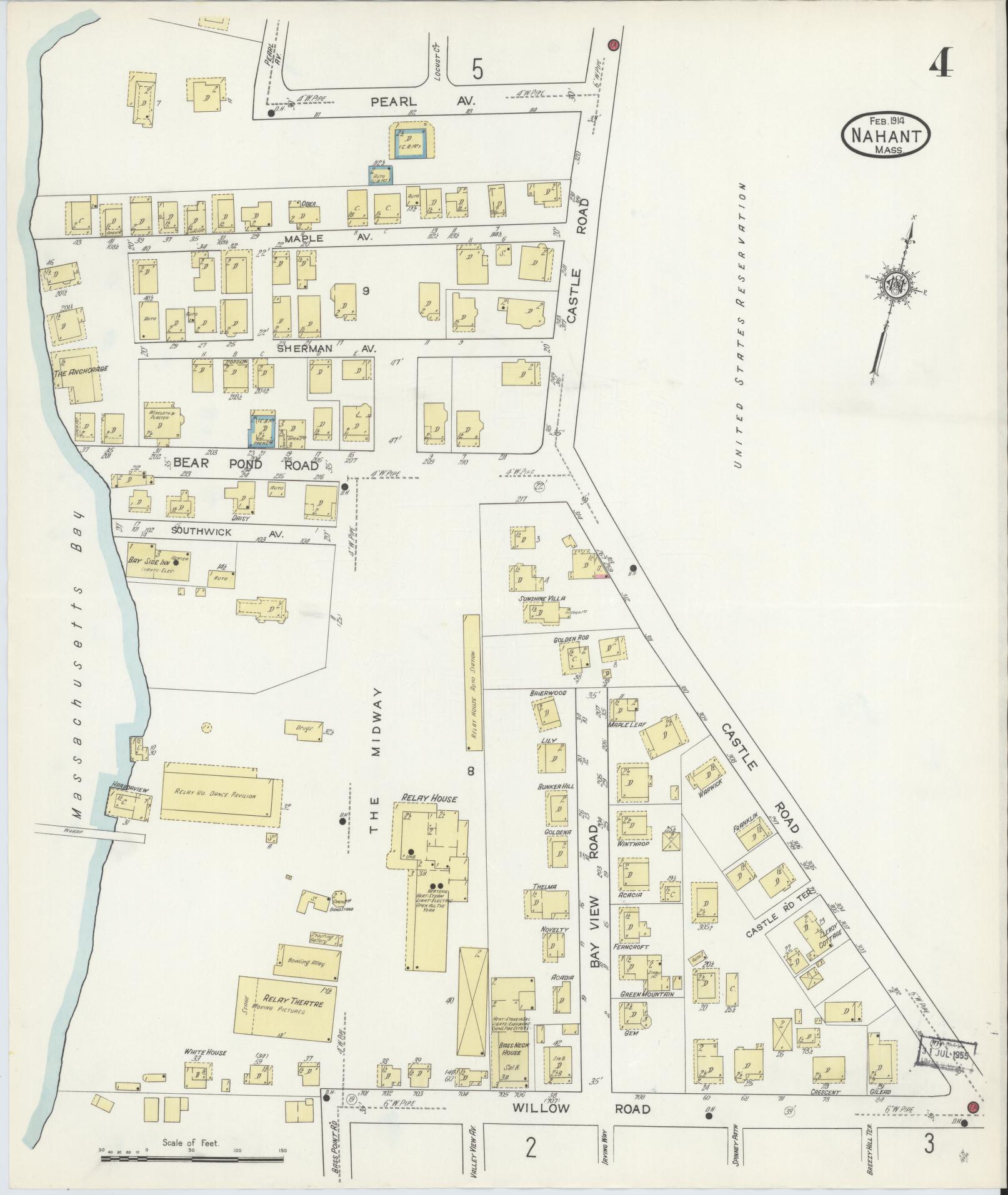 Sanborn Fire Insurance Map from Nahant, Essex County, Massachusetts (1914), Sheet #0004 - Historic Sanborn Fire Insurance Map Print, vintage old map wall art, antique decor, genealogy gift, Massachusetts Massachusetts map