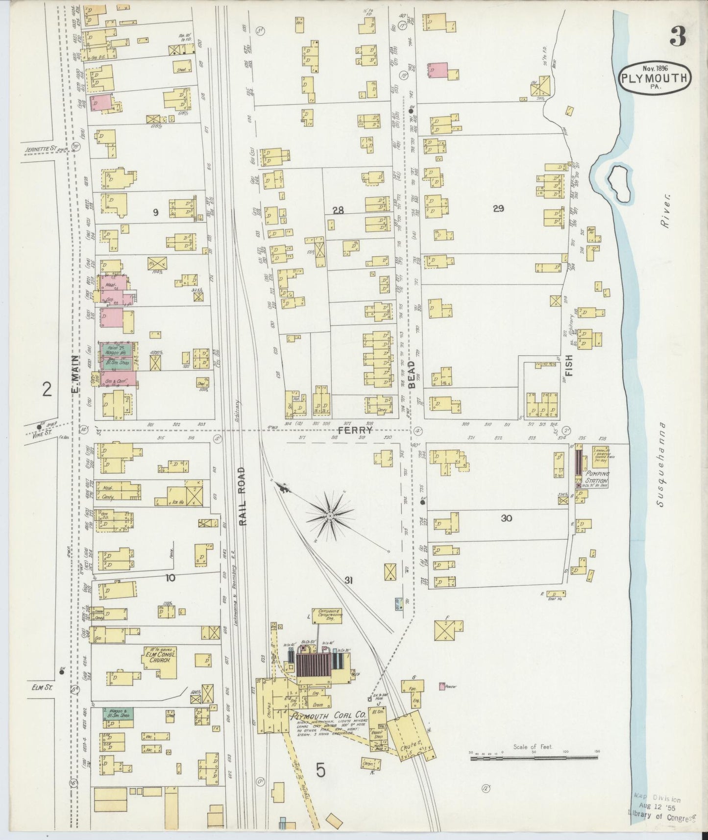 Sanborn Fire Insurance Map from Plymouth, Luzerne County, Pennsylvania (1896), Sheet #0003 - Complete Map Set gallery image, historic Sanborn map, vintage wall art, Pennsylvania Pennsylvania