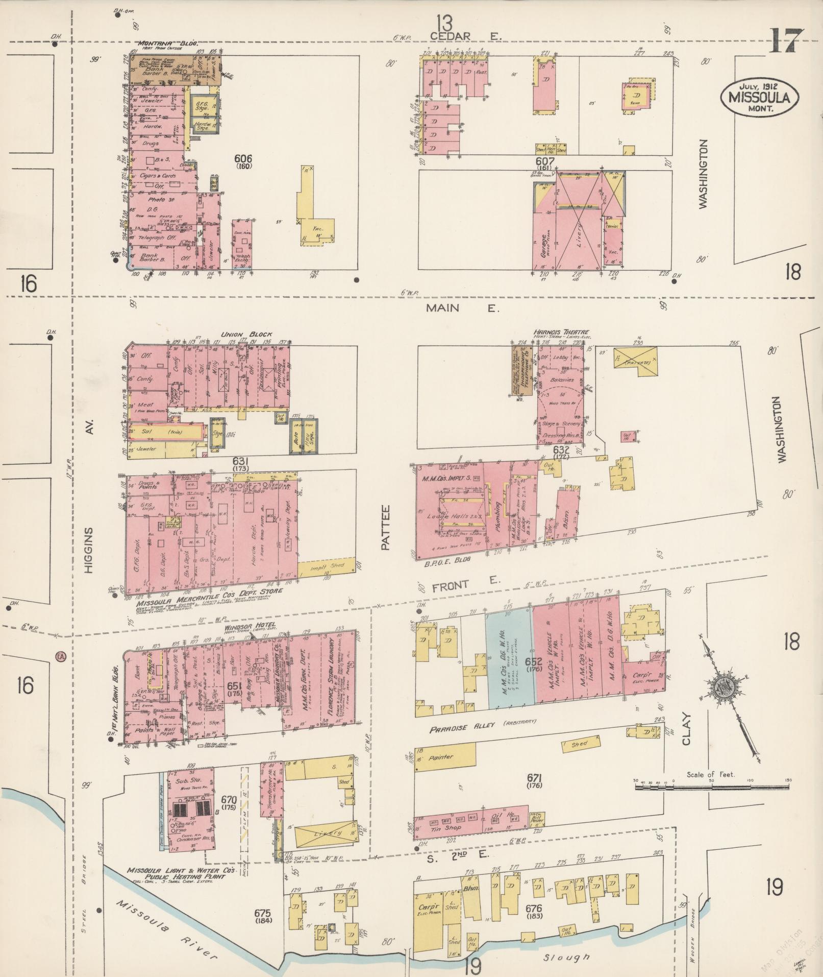 Sanborn Fire Insurance Map from Missoula, Missoula County, Montana (1912), Sheet #0017 - Complete Map Set gallery image, historic Sanborn map, vintage wall art, Montana Montana