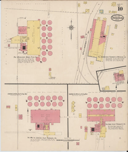 Sanborn Fire Insurance Map from Dennison, Tuscarawas County, Ohio (1921), Sheet #0010 - Historic Sanborn Fire Insurance Map Print, vintage old map wall art, antique decor, genealogy gift, Ohio Ohio map