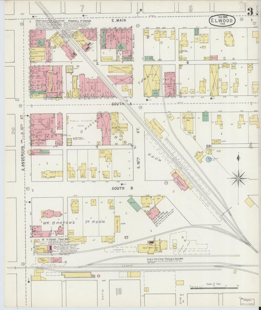 Sanborn Fire Insurance Map from Elwood, Madison County, Indiana (1895), Sheet #0003 - Historic Sanborn Fire Insurance Map Print, vintage old map wall art, antique decor, genealogy gift, Indiana Indiana map