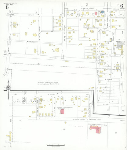 Sanborn Fire Insurance Map from Grand Prairie, Dallas County, Texas (1943), Sheet #0006 - Complete Map Set gallery image, historic Sanborn map, vintage wall art, Texas Texas