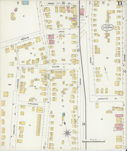 Sanborn Fire Insurance Map from Ossining, Westchester County, New York (1903), Sheet #0011 - Historic Sanborn Fire Insurance Map Print, vintage old map wall art, antique decor, genealogy gift, New York New York map
