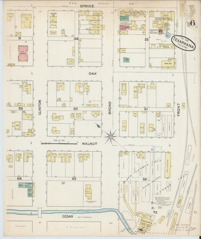 Sanborn Fire Insurance Map from Texarkana, Bowie County, Texas (1888), Sheet #0006 - Complete Map Set gallery image, historic Sanborn map, vintage wall art, Texas Texas