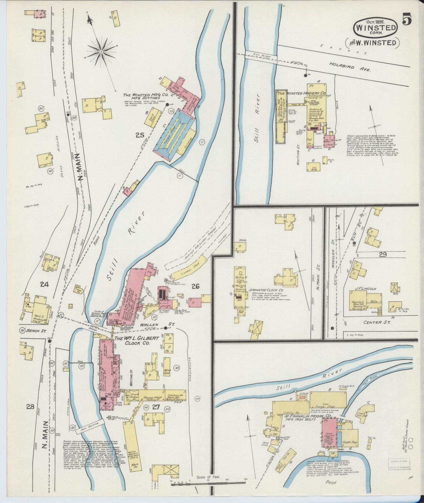 Sanborn Fire Insurance Map from Winsted, Litchfield County, Connecticut (1892), Sheet #0005 - Historic Sanborn Fire Insurance Map Print, vintage old map wall art, antique decor, genealogy gift, Connecticut Connecticut map