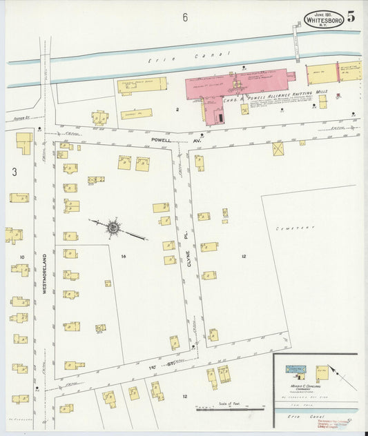 Sanborn Fire Insurance Map from Whitesboro, Oneida County, New York (1911), Sheet #0005 - Historic Sanborn Fire Insurance Map Print, vintage old map wall art, antique decor, genealogy gift, New York New York map