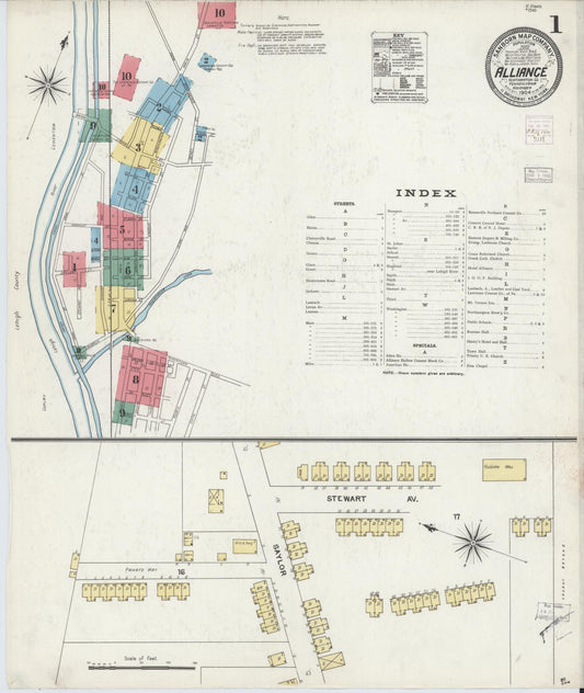 Sanborn Fire Insurance Map from Alliance, Northampton County, Pennsylvania (1904), Sheet #0001 - Complete Map Set gallery image, historic Sanborn map, vintage wall art, Pennsylvania Pennsylvania