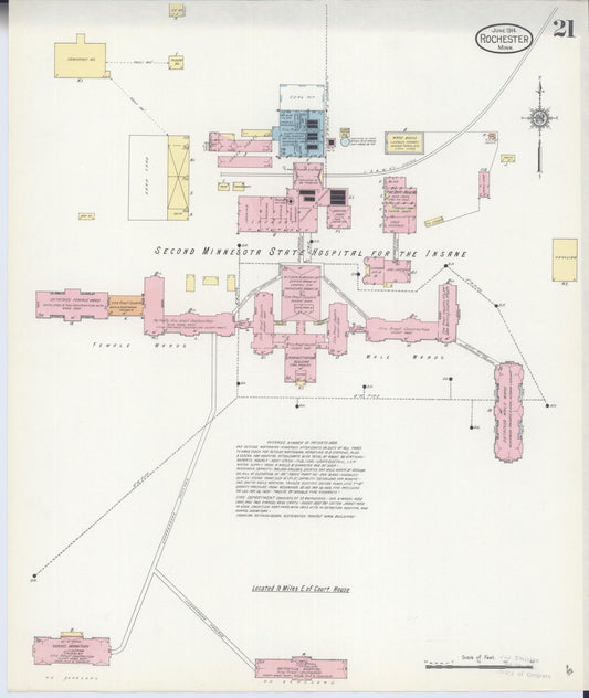 Sanborn Fire Insurance Map from Rochester, Olmsted County, Minnesota (1914), Sheet #0021 - Historic Sanborn Fire Insurance Map Print, vintage old map wall art, antique decor, genealogy gift, Minnesota Minnesota map