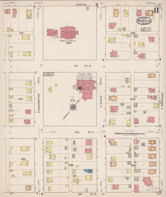 Sanborn Fire Insurance Map from New Ulm, Brown County, Minnesota (1922), Sheet #0011 - Historic Sanborn Fire Insurance Map Print, vintage old map wall art, antique decor, genealogy gift, Minnesota Minnesota map