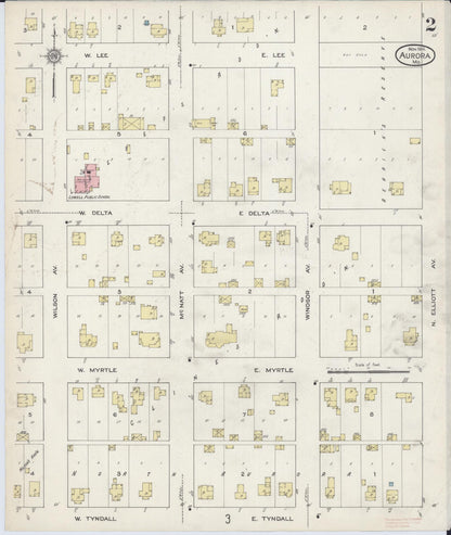 Sanborn Fire Insurance Map from Aurora, Lawrence County, Missouri (1914), Sheet #0002 - Complete Map Set gallery image, historic Sanborn map, vintage wall art, Missouri Missouri